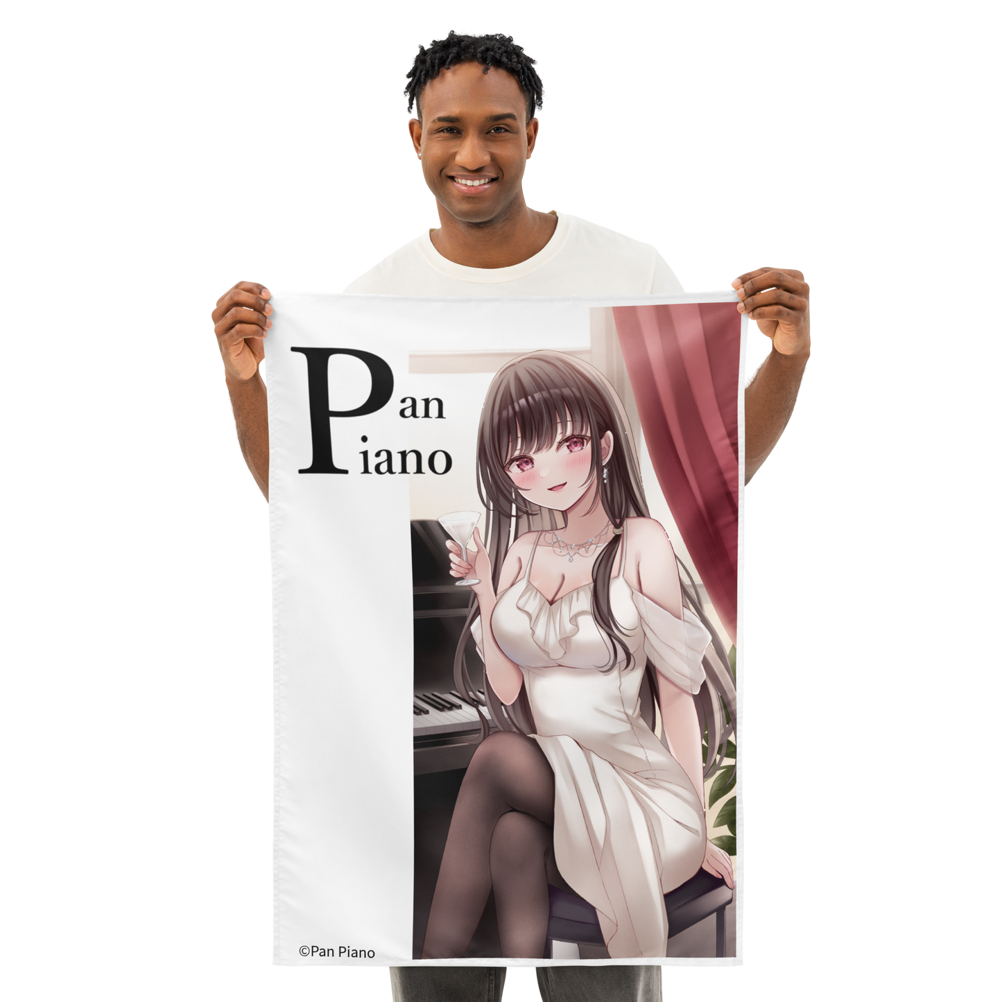 (Tapestry) Pan Piano in a white dress  (26″×36″)