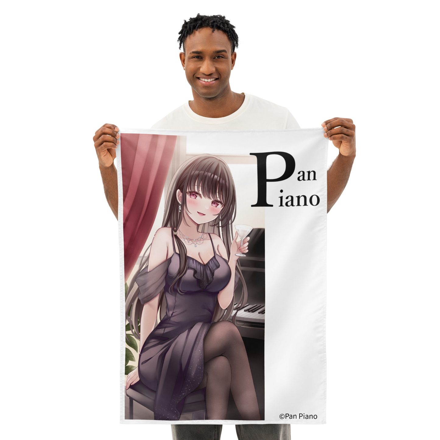 (Tapestry) Pan Piano in a black dress  (26″×36″)