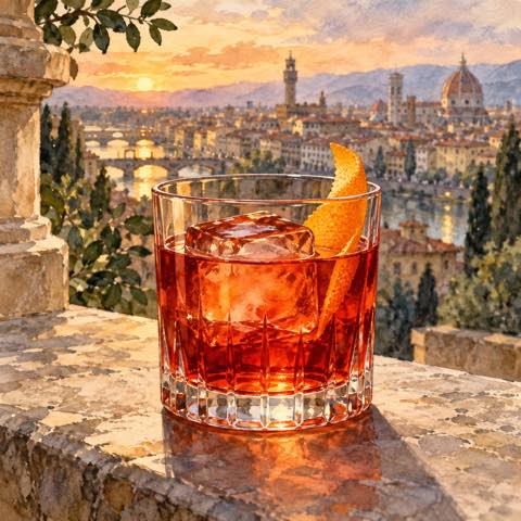 Negroni cocktail illustration