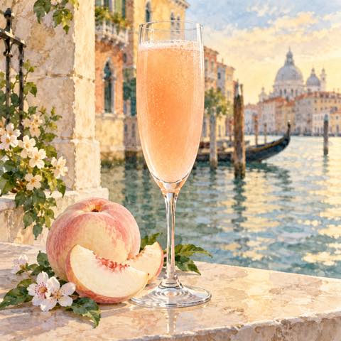 Bellini cocktail illustration
