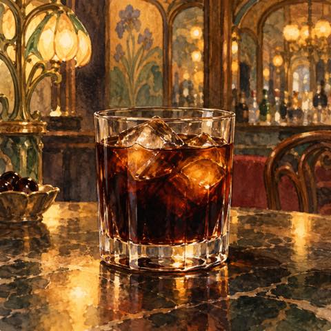 Black Russian cocktail illustration